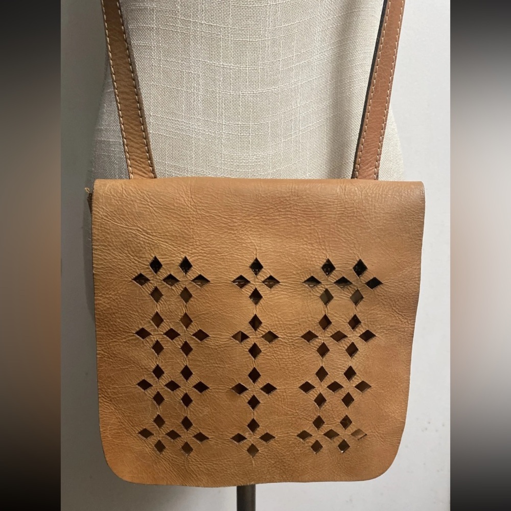 Patricia Nash Granada Leather Perforated Shoulder/Crossbody Purse Bag
